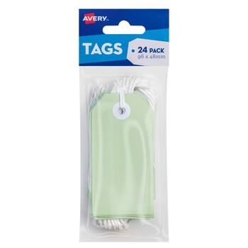 Craft Tag Avery 96X48Mm With String Green Pk24