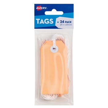 Craft Tag Avery 96X48Mm With String Peach Pk24