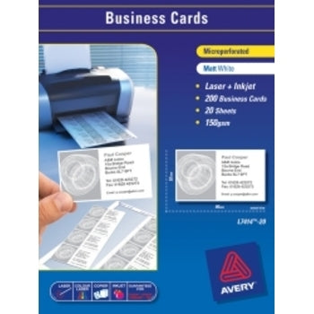 Business Cards Avery A4 Laser L7414 White 10Up 959025 Pk20