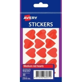 Sp- Stickers Hearts Avery Medium Permanent Red Pk30 Hs