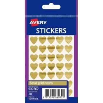 Sp- Stickers Hearts Avery Small Permanent Gold Pk70 Hs