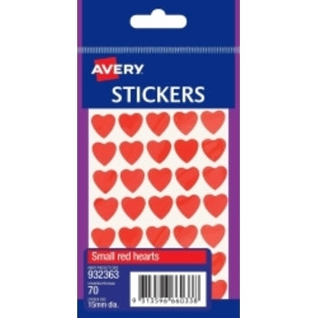 Sp- Stickers Hearts Avery Small Permanent Red Pk70 Hs