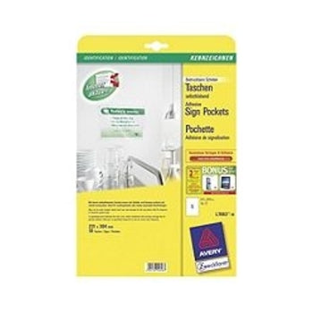 Sp- Adhesive Sign Pocket Avery A4 221X304Mm Clear Pk10