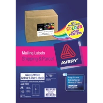 Sp- Label Avery Laser L7769 Gloss 4L 99.1X139Mm 25'S
