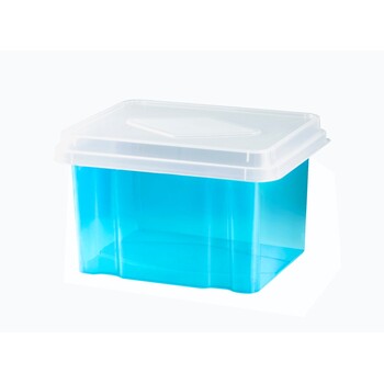 Storage Box Italplast 32L Tinted Blue Base/Clear Lid