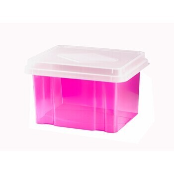 Storage Box Italplast 32L Tinted Pink Base/Clear Lid