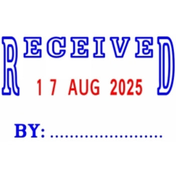 Stamp Deskmate Self Inking Received/Date Blue/Red