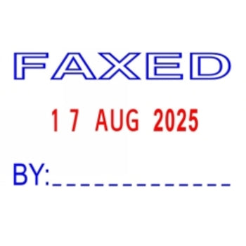 Stamp Deskmate Self Inking Faxed/Date Blue/Red