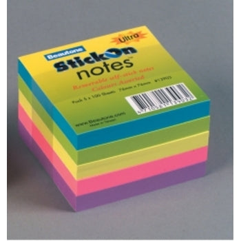Stick On Notes B/Tone 76X76 Ultra 5 Pads Asst