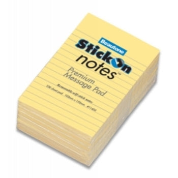 Stick On Notes B/Tone 102X152 Ruled Yellow
