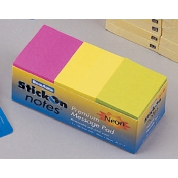 Stick On Notes B/Tone 38X50 Neon Asst Pk12