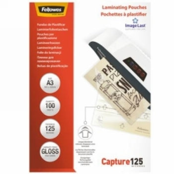 Sp- Laminating Pouches Fellowes A3 125 Micron Gloss Pk100