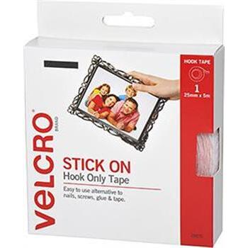 Velcro Hook Stick On White 5m