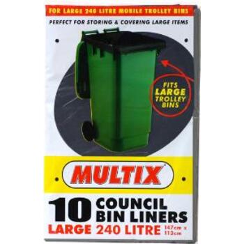 Garbage Bag Council Bin Liner 10 Pack 240L Multix