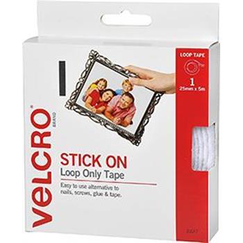 Velcro Loop Stick On White 5m