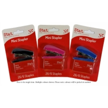 Stapler Stat Mini 26/6 W/Staples Asst Colours