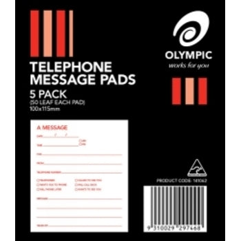 Telephone Message Pad Olympic 100X115 White 50Lf Pk5