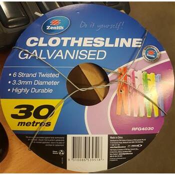 Clothesline Galvanised 6 Strand With Poly Core 30M