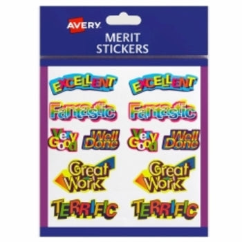 Sp- Merit Stickers Avery Caption Shapes Permanent Pk120