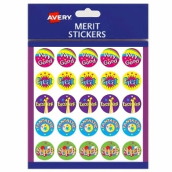 Sp- Merit Stickers Avery Multi Captions Permanent Pk200 Hs