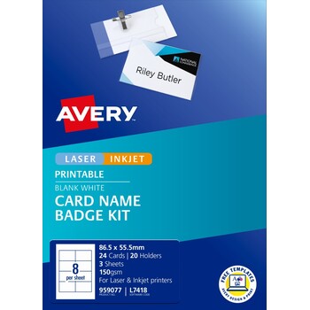 Sp- Name Badge Avery L7418 Badge Holders (20)