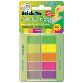 Stick On Flags B/Tone Pop-Up 45X12 200 Sht 5 Asst Pads