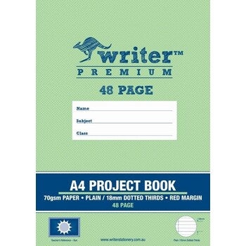 Project Book Writer Premium A4 48Pg Plain/18Mm Dotted Thirds Sun