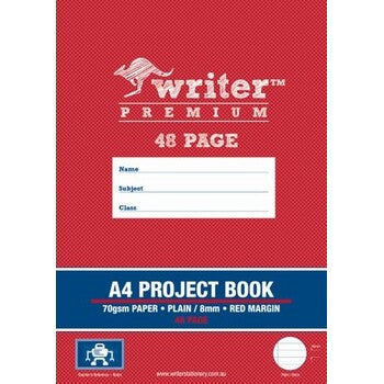 Project Book Writer Premium A4 48Pg Plain/8Mm Ruled + Margin Robot