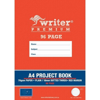 Project Book Writer Prem A4 96Pg Plain/18Mm Dotted Thirds + Margin Moon