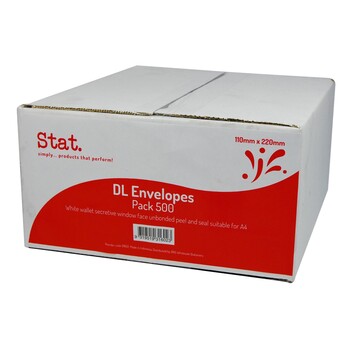 Envelope Stat Dl W/Face Peel/Seal U/B Bx500