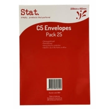 Envelope Stat C5 Kraft Peel/Seal Pk25