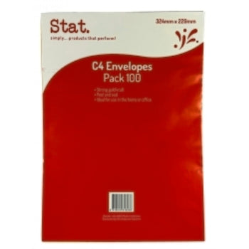 Envelope Stat C4 Kraft Peel/Seal Pk100