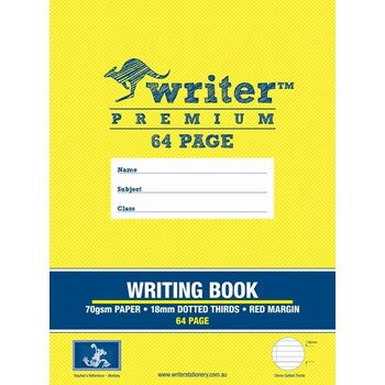 Writing Book Writer Prem 330X240Mm 64Pg 18Mm Dot Thirds + Margin Monkey