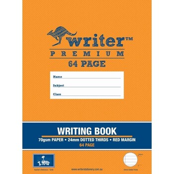 Writing Book Writer Prem 330X240Mm 64Pg 24Mm Dot Thirds + Margin Turtles