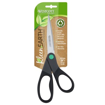 Scissors Westcott 203Mm Kleenearth Straight Handle Black