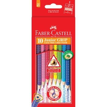 Pencil Coloured Faber-Castell Junior Grip Triangular Extra Thick Pk10