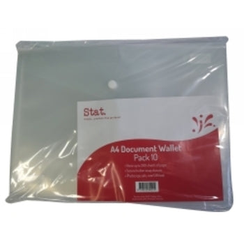 Document Wallet Stat A4 Pp W/Button Clear Pk10