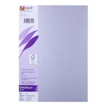 Board Quill A4 Metallique Silver Shadow 285Gsm Pk25