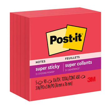 Sp- Notes Super Sticky Post-It 76X76Mm 654-5Ssrr Red Pk5