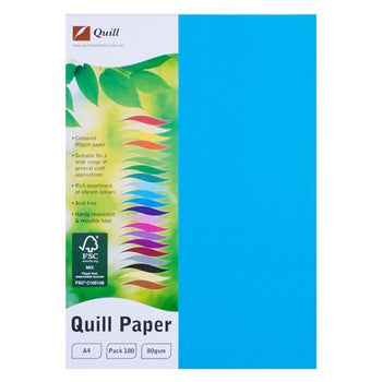 Copy Paper Quill A4 80Gsm Marine Blue Pk100