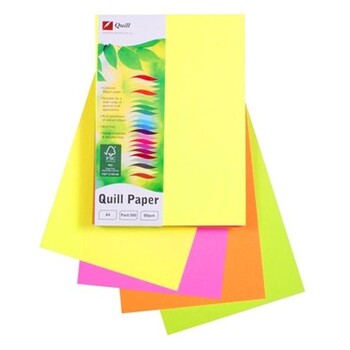 Copy Paper Quill A4 80Gsm Fluoro Asst Pk500