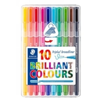 Pen Staedtler 0.8Mm Triplus Broadliner Brilliant Colours Pk10