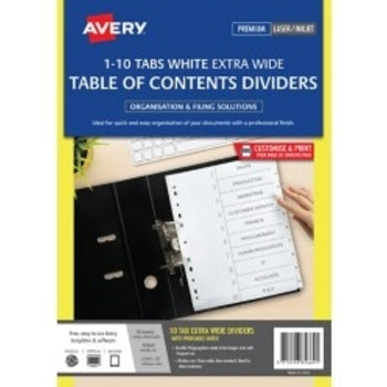 Sp- Dividers Avery Extra Wide Pp L7411-10 1-10 Index White