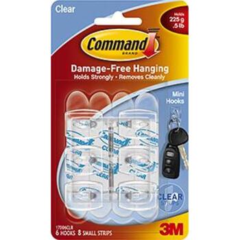 Hooks Mini Clear 8 strips Pk6