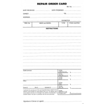Repair Order Cards Zions Roc Pk250