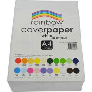 Cover Paper Rainbow A4 125Gsm White Ream