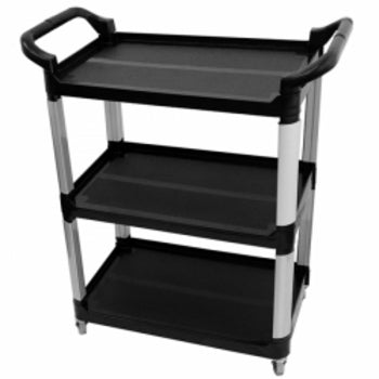 Utility Cart Compass 85W X 42D X 98H Cm 3 Shelf Black
