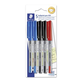 Pen Staedtler Bp Stick 430 Med Asst Pk5