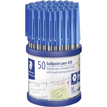 Pen Staedtler Bp Stick 430 Med Blue Cup50