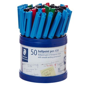 Pen Staedtler Bp Stick 430 Med Asst Cup50